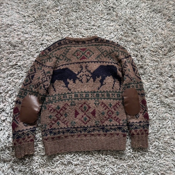 Polo Ralph Lauren Pullover 100% Wool Sweater ReinDeer Antler Battle *VINTAGE* - Picture 9 of 12